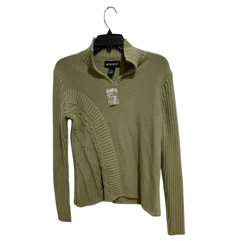 Metrostyle Olive Green Mock Neck Cable Knit Sweater Women’s Size M Item image 2