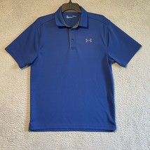 Under Armour Men&#39;s Adult Size M Polo Loose Heatgear Golf Blue Polyester ... - £8.51 GBP