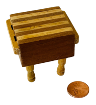 Miniature Dollhouse Butcher Block Kitchen Island Wood Tool Holders 1:12 2&quot; Tall - £7.65 GBP