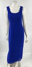 VTG 90s After Dark Dress Size 4 Petite Blue Beaded Empire Waist Full Len... - $44.55