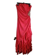 Women’s Pink Full length Strapless Ruffled Prom Quinceanera Dress Sz11 T... - $38.41 CAD