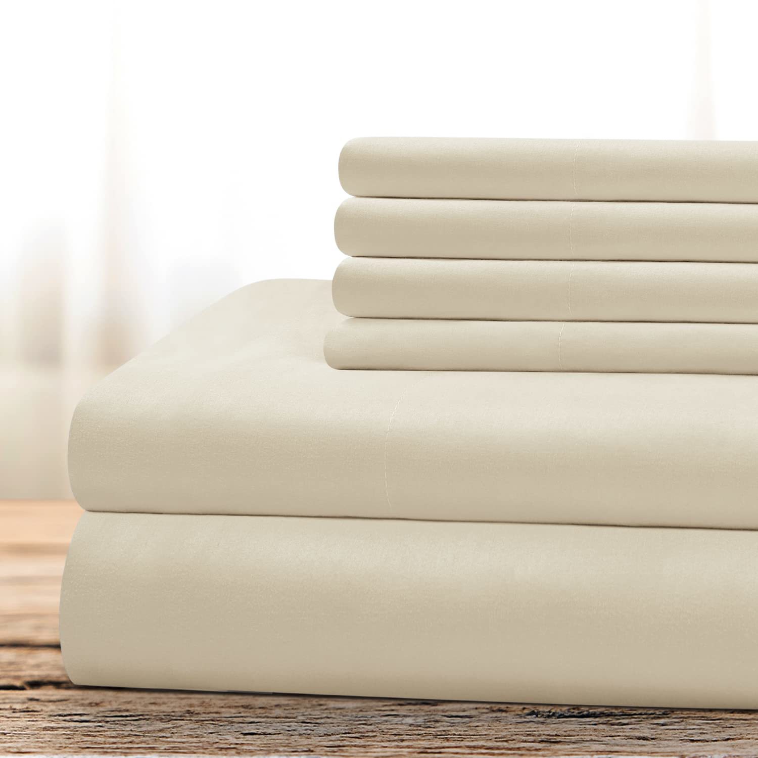 Hotel Luxury Bed Sheets Set 6 Piece(King, Cream/Beige) - Super Soft 1800 Thread  - $62.99