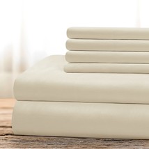 Hotel Luxury Bed Sheets Set 6 Piece(King, Cream/Beige) - Super Soft 1800... - £49.54 GBP