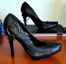 Rocawear Sexy Chain Women&#39;s Stylish Stilettos High Heels Black Shoes Size 8 - £43.56 GBP