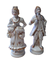 Vintage Figurines Antique Victorian Couple Occupied Japan Porcelain Gold Accents - £15.58 GBP