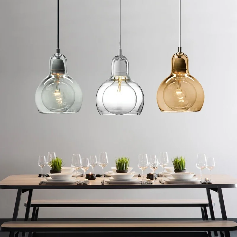 Modern Glass Small Pendant Light Transparent E27 Restaurant Chandelier For - $40.70+