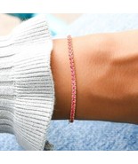 6 CT Coupe Ronde Simulé Saphir Rose Tennis Bracelets 14K or Jaune Plaqué - $269.39 CAD