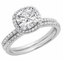 Cushion Cut 2.55Ct Diamond 14k White Gold Finish Engagement Ring Set in Size 5.5 - £128.76 GBP