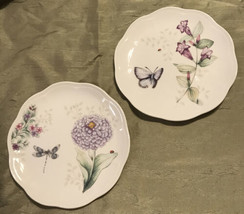 2 Lenox Yellow Butterfly Meadow Lavender Luncheon Plates 9&quot; Monarch Lady... - £23.43 GBP