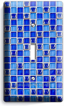 Blue Mosaic Arabic Tiles Single Light Switch Wall Plate Cover Home Kitchen Decor - £8.15 GBP