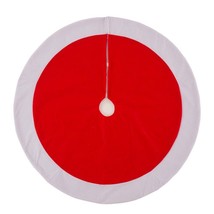 NEW Glitzhome 42 inch Felt Christmas Tree Skirt red with white trim poly... - $12.50
