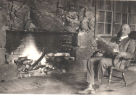 Fireplace Man Newspaper Rocking Chair Interior Real Photo Postcard - £11.04 GBP