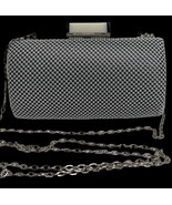 jessica mcclintock Clutch Crossbody Platinum Silver Beaded Mesh Bag - $48.08 CAD