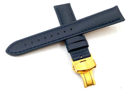 18mm 20mm 22mm 24mm Blue Watch Band Strap With Deployment Golden Buckle - £15.97 GBP