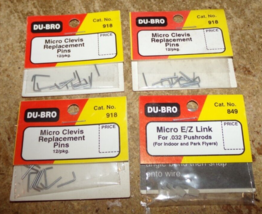 3-paks Du-bro #918 micro clevis pins + 1-pk #849 micro E/Z links new - $9.89