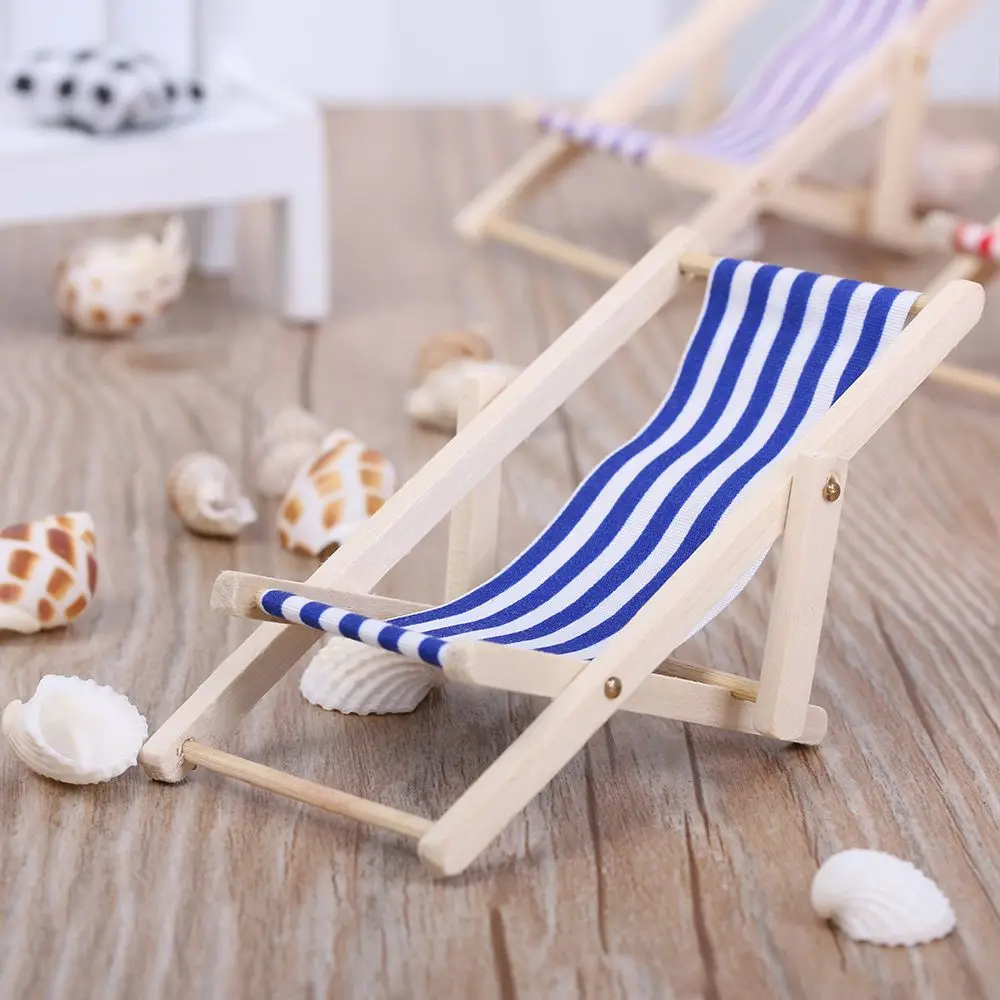 Wooden Lounge Chair Striped for 1/12 Dollhouse Miniature Furniture 11 cm / 4.33 - £6.87 GBP+