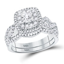 14kt White Gold Princess Diamond Bridal Wedding Engagement Ring Set 1.00 Ctw - £1,913.24 GBP