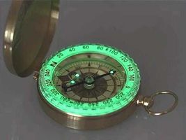 Vintage Waterproof Compass, Luminous Night Vision, Golden Brass Nautical... - $19.79