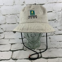 Umpqua Bank Bucket Hat Safari Beige 100% Cotton Chin Strap Sun Brim - £12.45 GBP