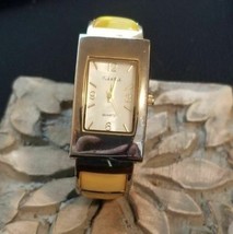 Peck &amp; Peck Silver and Yellow Clamper Bangle Watch Vintage Quartz - €10,17 EUR