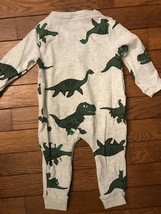 Dinosaur Themed Infant Snap Romper Heather Grey With Green Dino&#39;s New 18M - £7.18 GBP