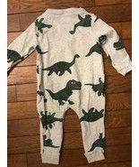 DINOSAUR THEMED INFANT SNAP ROMPER HEATHER GREY WITH GREEN DINO&#39;S NEW 18M - £7.08 GBP