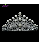 Austrian Crystal Imitation Pearls Bridal Wedding Tiara Crown Hair Access... - £20.71 GBP