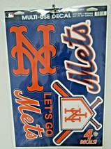 MLB New York Mets 11&quot; x 17&quot; Ultra Decals/Multi-Use Decals 4ct Sheet WinC... - £13.58 GBP