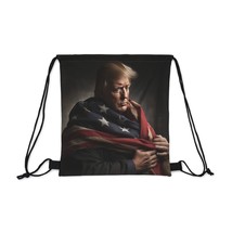 PRESIDENT DONALD TRUMP AMERICAN FLAG WRAPPED AROUND HIM OUTDOOR DRAWSTRI... - £19.95 GBP