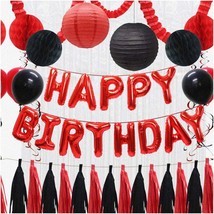 Celebrate in Style with our Red &amp; Black Party Pack! Includes Paper Lanterns, Clo - £29.85 GBP