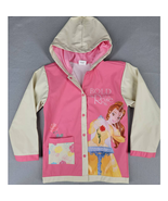 Disney Raincoat Girl&#39;s S/M Belle Pink Long Sleeve Hooded Snap Beauty &amp; T... - £11.65 GBP