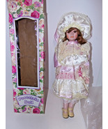 NEW Vintage 1970s-80s 16&quot; Brown Hair Porcelain Doll in Original Box NIB - €33,61 EUR