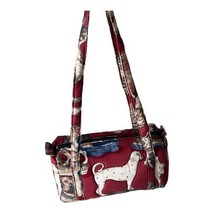 Vintage 60s Talon Zipper Marj Dickson Dog Print Padded Fabric Shoulder Bag - £78.34 GBP