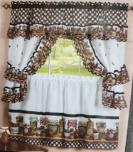 3pc Curtains Cottage Set: 2 Tiers &amp; Valance (57&quot;x30&quot;) FRUITS &amp; MASON JAR... - $24.74