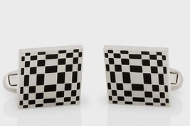 Paul Smith London Cufflinks Branded Square Black Silver Grid Pattern T-BAR $150 - £105.07 GBP