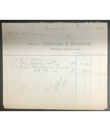 CLEVELAND &amp; BREWSTER TOBACCONISTS vintage February 12, 1886 invoice (NY) - $12.86