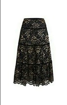 Ralph Lauren, Lace/Velvet Tiered Skirt, Black/Gold, Size 16 - £56.74 GBP