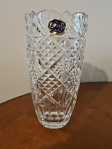 Hand Cut Czech Bohemia Crystal Vase 10” Vintage Heavy - $49.47