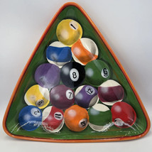 Vintage Pool Ball Tray Bowl Rack Em Up Clay Art Party Man Cave - £15.43 GBP