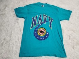 USNA US Navy Shirt Mens Teal Naval Academy L Shirt 90s VTG Hanes Single-... - $8.01