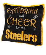 Throw Pillow Football Pittsburgh Steelers NFL Holiday Cheers Snowflakes ... - £0.00 GBP