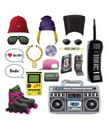 90&#39;s Party Photo Prop Signs with Inflatable Cell Phone and Boombox Decor... - £16.24 GBP