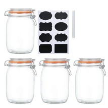 32 Oz Glass Jars With Airtight Lids And Leak Proof Rubber Gasket,Wide Mouth Maso - £34.36 GBP