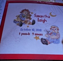 Bucilla Raggedy Ann & Andy #45588 Birth Record Counted Cross Stitch Kit 10"X10" - £15.84 GBP