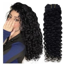 Hetto Black Curly Clip in Extensions Human Hair #1 Jet Black Curly Hair Extensio - £52.97 GBP
