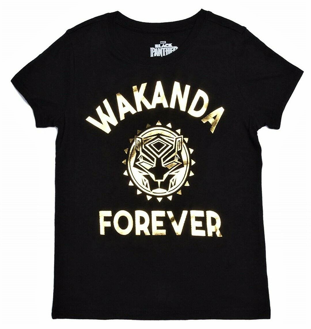 BLACK PANTHER WAKANDA FOREVER MARVEL Tee T-Shirt NEW Girls Size 4/5 or 7/8  $16 - £9.42 GBP