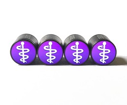 Staff of Aesculapius (Medical) Emoji Tire Valve Stem Caps - Black Alumin... - $15.99