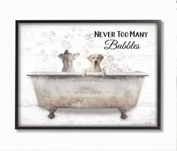 Never Too Many Bubbles Quote Family Pet Dog Bath Wall Art, 16 X 20, Black - £41.79 GBP