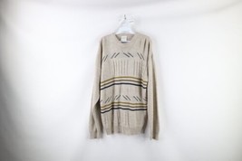 Vintage 90s Coogi Style Mens Large Ed Bassmaster Striped Cable Knit Sweater - £27.01 GBP