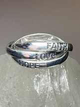 Faith Hope Love ring size 8 religious words rolling band heart love - £35.60 GBP